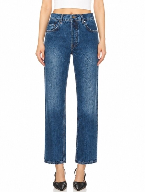 Anine Bing Denim - Anine Bing Women's Benson Jeans Marine Blue Straight Leg Size 26
